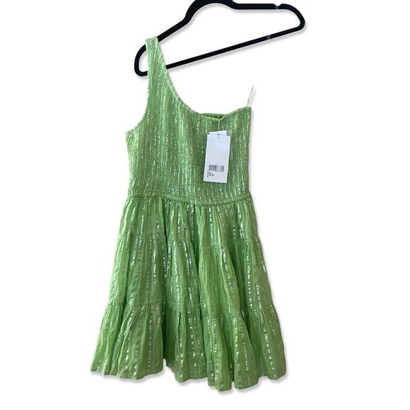 Sundress Brand Revolve Joe Short One Shoulder Athene Lime Green Cotton NWT M/L - Picture 6 of 12
